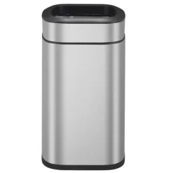 PROREGAL Rechteckiger Abfalleimer Aus Gebürstetem Edelstahl Mit Offener Einwurfsöffnung 20 Liter HxBxT 43 x 35,5 x 22,5 cm Silber