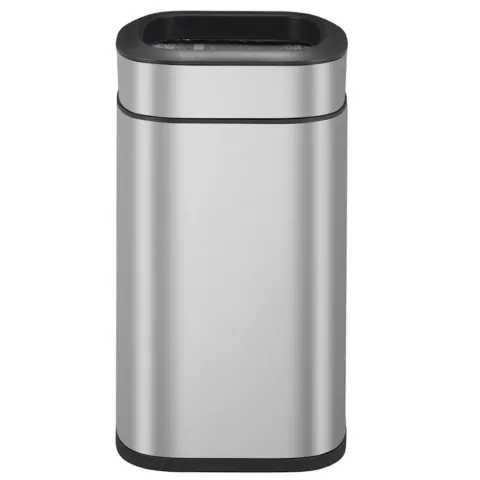 PROREGAL Rechteckiger Abfalleimer Aus Gebürstetem Edelstahl Mit Offener Einwurfsöffnung 20 Liter HxBxT 43 x 35,5 x 22,5 cm Silber