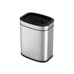 PROREGAL Rechteckiger Abfalleimer Aus Gebürstetem Edelstahl Mit Offener Einwurfsöffnung 20 Liter HxBxT 43 x 35,5 x 22,5 cm Silber