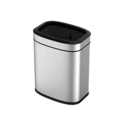 PROREGAL Rechteckiger Abfalleimer Aus Gebürstetem Edelstahl Mit Offener Einwurfsöffnung 20 Liter HxBxT 43 x 35,5 x 22,5 cm Silber