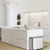 PROREGAL Rechteckiger Treteimer Aus Gebürstetem Edelstahl Mit Getrennten Soft Close & Stay Open Deckel 45 Liter HxBxT 50,8 x 60,5 x 32,1 cm Silber
