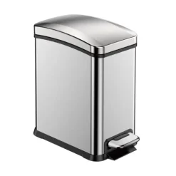 PROREGAL Rechteckiger Treteimer Aus Gebürstetem Edelstahl 8 Liter HxBxT 33,5 x 17,8 x 33,2 cm Silber