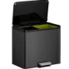 PROREGAL Rechteckiger Treteimer Aus Gebürstetem Edelstahl Mit Soft Close & Stay Open Deckel 30 Liter HxBxT 41,4 x 46,2 x 38,8 cm Schwarz