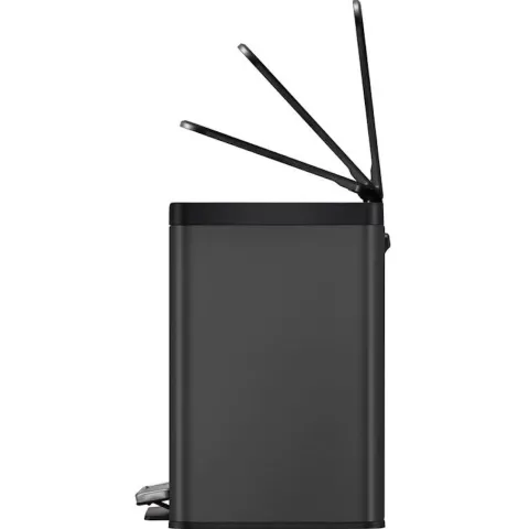 PROREGAL Rechteckiger Treteimer Aus Gebürstetem Edelstahl Mit Soft Close & Stay Open Deckel 30 Liter HxBxT 41,4 x 46,2 x 38,8 cm Schwarz
