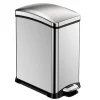 PROREGAL Rechteckiger Treteimer Aus Gebürstetem Edelstahl 15 Liter HxBxT 42 x 21,7 x 38,2 cm Silber