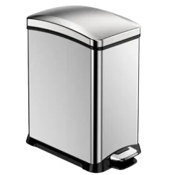 PROREGAL Rechteckiger Treteimer Aus Gebürstetem Edelstahl 15 Liter HxBxT 42 x 21,7 x 38,2 cm Silber