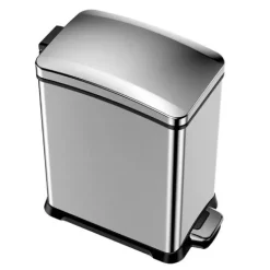 PROREGAL Rechteckiger Treteimer Aus Gebürstetem Edelstahl 15 Liter HxBxT 42 x 21,7 x 38,2 cm Silber