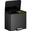 PROREGAL Rechteckiger Treteimer Aus Gebürstetem Edelstahl Mit Soft Close & Stay Open Deckel 29 Liter HxBxT 41,1 x 46,2 x 38,8 cm Schwarz