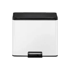 PROREGAL Rechteckiger Treteimer Aus Gebürstetem Edelstahl Mit Soft Close & Stay Open Deckel 30 Liter HxBxT 41,4 x 46,2 x 38,8 cm Weiß