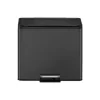 PROREGAL Rechteckiger Treteimer Aus Gebürstetem Edelstahl Mit Soft Close & Stay Open Deckel 27 Liter HxBxT 41,1 x 46,2 x 38,8 cm Schwarz