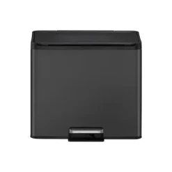 PROREGAL Rechteckiger Treteimer Aus Gebürstetem Edelstahl Mit Soft Close & Stay Open Deckel 27 Liter HxBxT 41,1 x 46,2 x 38,8 cm Schwarz