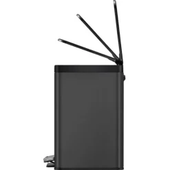 PROREGAL Rechteckiger Treteimer Aus Gebürstetem Edelstahl Mit Soft Close & Stay Open Deckel 27 Liter HxBxT 41,1 x 46,2 x 38,8 cm Schwarz