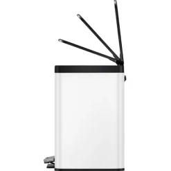 PROREGAL Rechteckiger Treteimer Aus Gebürstetem Edelstahl Mit Soft Close & Stay Open Deckel 29 Liter HxBxT 41,1 x 46,2 x 38,8 cm Weiß