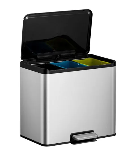 PROREGAL Rechteckiger Treteimer Aus Gebürstetem Edelstahl Mit Soft Close & Stay Open Deckel 27 Liter HxBxT 41,1 x 46,2 x 38,8 cm Silber