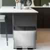 PROREGAL Rechteckiger Treteimer Aus Gebürstetem Edelstahl Mit Getrennten Soft Close & Stay Open Deckel 30 Liter HxBxT 41,2 x 46,3 x 33,2 cm Silber