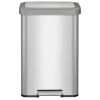PROREGAL Rechteckiger Treteimer Aus Gebürstetem Edelstahl 45 Liter HxBxT 65,2 x 43,5 x 33,5 cm Silber