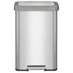 PROREGAL Rechteckiger Treteimer Aus Gebürstetem Edelstahl 45 Liter HxBxT 65,2 x 43,5 x 33,5 cm Silber