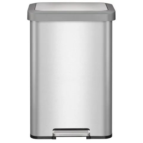 PROREGAL Rechteckiger Treteimer Aus Gebürstetem Edelstahl 45 Liter HxBxT 65,2 x 43,5 x 33,5 cm Silber