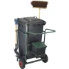 PROREGAL Reinigungswagen Mit Luftbereifung & 2 Rad Mülltonne 261 Liter HxBxT 105 x 60 x 58 cm Inkl. Besen & Schaufel Grün Tonne Grau