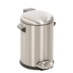 PROREGAL Retro Treteimer Mit Markanten Griffen und Kugelkappe 3 Liter HxØ 26,2 x 16,7 cm Kunststoff Inneneimer Silber
