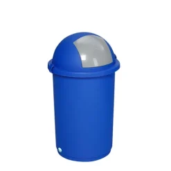 PROREGAL Robuster Abfallbehälter Mit Einwurfklappe 50 Liter HxBxT 76 x 41 x 41 cm Kunststoff Blau