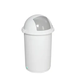 PROREGAL Robuster Abfallbehälter Mit Einwurfklappe 50 Liter HxBxT 76 x 41 x 41 cm Kunststoff Weiß