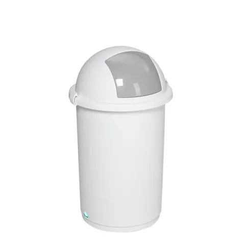PROREGAL Robuster Abfallbehälter Mit Einwurfklappe 50 Liter HxBxT 76 x 41 x 41 cm Kunststoff Weiß
