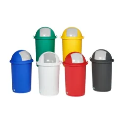 PROREGAL Robuster Abfallbehälter Mit Einwurfklappe 50 Liter HxBxT 76 x 41 x 41 cm Kunststoff Gelb