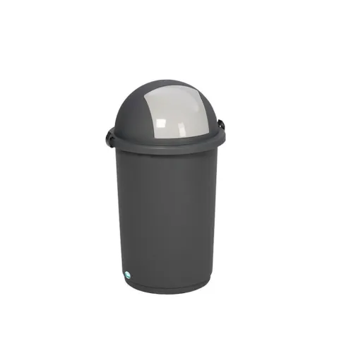 PROREGAL Robuster Abfallbehälter Mit Einwurfklappe 50 Liter HxBxT 76 x 41 x 41 cm Kunststoff Grau