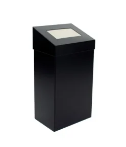 PROREGAL Robuster Abfallbehälter Mit Pushdeckel 18 Liter HxBxT 50 x 27,7 x 17 cm Aluminium Schwarz