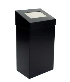 PROREGAL Robuster Abfallbehälter Mit Pushdeckel 50 Liter HxBxT 68 x 38 x 25 cm Aluminium Schwarz