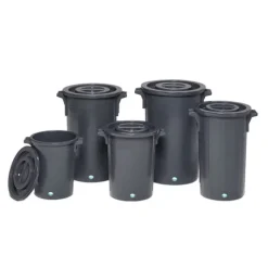 PROREGAL Robuster Abfallsammler Mit Deckel Stapelbar 30 Liter HxBxT 40 x 36 x 36 cm Kunststoff Schwarz