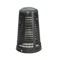 PROREGAL Robuster Abfallsammler Korbständer Mit Klemmring 90 Liter HxBxT 88 x 52,5 x 52,5 cm Kunststoff Schwarz Grauer Deckel