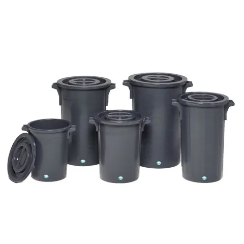 PROREGAL Robuster Abfallsammler Mit Deckel Stapelbar 60 Liter HxBxT 68 x 42 x 42 cm Kunststoff Schwarz