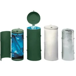 PROREGAL Robuster Abfallsammler Mit Deckel Einflügeltür 70 Liter HxBxT 90 x 45 x 45 cm Stahl Grün