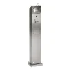 PROREGAL Robuster Handdesinfektionsspender Mit Abfallsammler Bodenmontage HxBxT 115 x 33,5 x 33,5 cm Edelstahl Silber