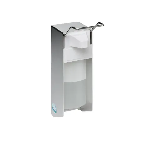 PROREGAL Robuster Handdesinfektionsspender Mit Behälter Wandmontage HxBxT 25 x 8 x 21 cm Aluminium Silber