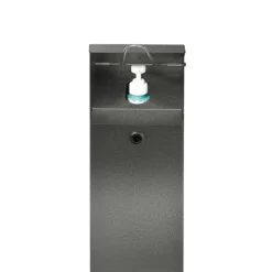 PROREGAL Robuster Handdesinfektionsspender Mit Hubmechanismus Bodenmontage HxBxT 115 x 18 x 13 cm Verzinkter Stahl Grau