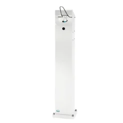 PROREGAL Robuster Handdesinfektionsspender Mit Hubmechanismus Bodenmontage HxBxT 115 x 18 x 13 cm Verzinkter Stahl Weiß