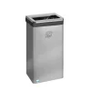 PROREGAL Robuster Papierkorb Mit Abnehmbaren Deckel 60 70 Liter HxBxT 60 x 31 x 22 cm Edelstahl Silber