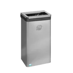 PROREGAL Robuster Papierkorb Mit Abnehmbaren Deckel 60 70 Liter HxBxT 60 x 31 x 22 cm Edelstahl Silber