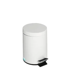 PROREGAL Robuster Tretabfallsammler Mit Fußpedal Inneneimer Mit Griff 5 Liter HxBxT 28,5 x 20,5 x 20,5 cm Verzinkter Stahl Weiß