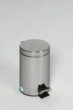 PROREGAL Robuster Tretabfallsammler Mit Fußpedal Inneneimer Mit Griff 3 Liter HxBxT 27 x 17 x 17 cm Edelstahl Silber