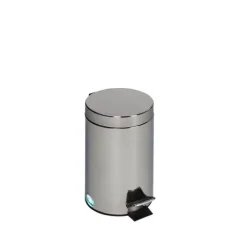 PROREGAL Robuster Tretabfallsammler Mit Fußpedal Inneneimer Mit Griff 3 Liter HxBxT 27 x 17 x 17 cm Edelstahl Silber