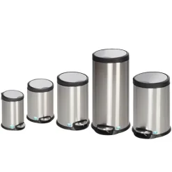 PROREGAL Robuster Tretabfallsammler Mit Fußpedal Gedämpftes Schließen 3 Liter HxBxT 26,5 x 18,5 x 24 cm Edelstahl Silber