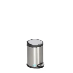 PROREGAL Robuster Tretabfallsammler Mit Fußpedal Gedämpftes Schließen 3 Liter HxBxT 26,5 x 18,5 x 24 cm Edelstahl Silber