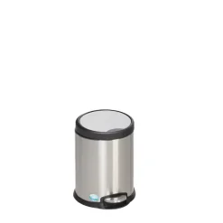 PROREGAL Robuster Tretabfallsammler Mit Fußpedal Gedämpftes Schließen 5 Liter HxBxT 23 x 21,5 x 26 cm Edelstahl Silber