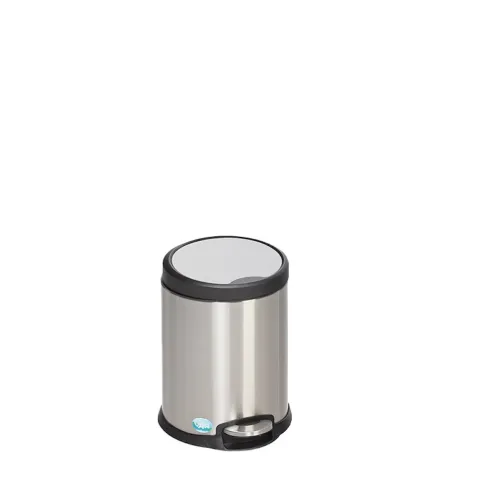 PROREGAL Robuster Tretabfallsammler Mit Fußpedal Gedämpftes Schließen 5 Liter HxBxT 23 x 21,5 x 26 cm Edelstahl Silber