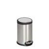 PROREGAL Robuster Tretabfallsammler Mit Fußpedal Gedämpftes Schließen 12 Liter HxBxT 40 x 27 x 33 cm Edelstahl Silber