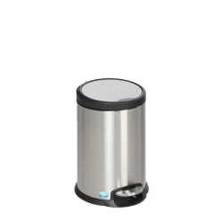 PROREGAL Robuster Tretabfallsammler Mit Fußpedal Gedämpftes Schließen 12 Liter HxBxT 40 x 27 x 33 cm Edelstahl Silber